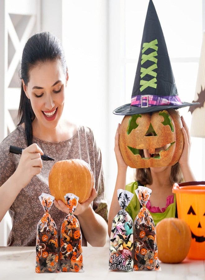 LOKIPA Halloween Cellophane Treat Candy Bags, 150 Pieces - Gift Goody Snack Sweet Bags with Twist Ties for Party Supply (3 Styles) - Image 5